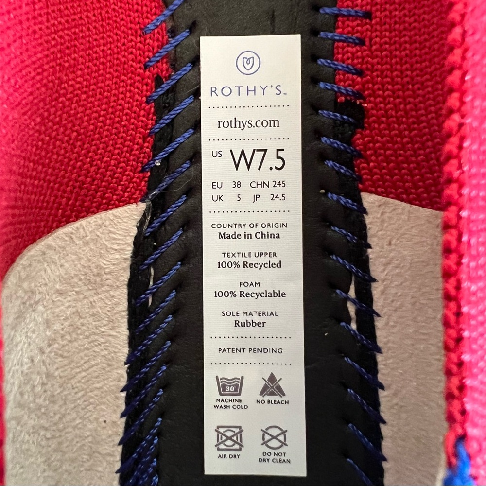 Rothy’s The Point Red Flats Women’s Size 7.5 Slip On Casual Washable Lightweight - Picture 7 of 10